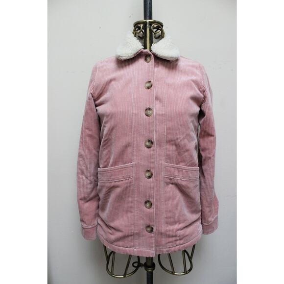 Sezane Will Pink Corduroy Shearling Faux Sheepskin Collar Work Jacket Size XXS - Picture 2 of 6